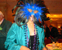 Lottie in Mardi Gras mask