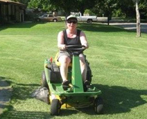 Verana loves the lawn mower
